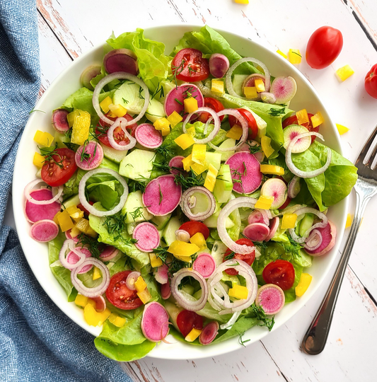 Watermelon Radish Salad with Avocado Dressing