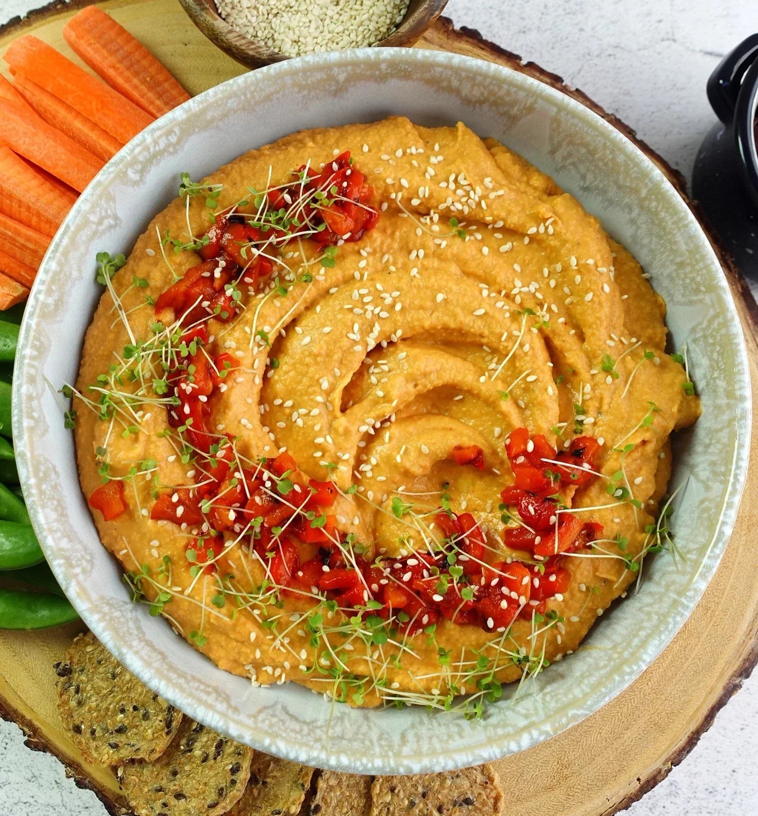 Roasted Red Pepper Hummus | Splash of Goodness – Splash Of Goodness