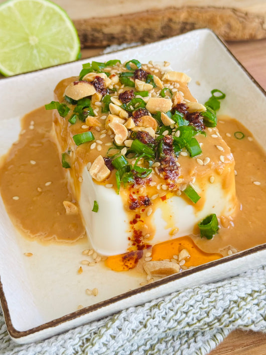 The Best Silken Tofu Recipe with Creamy Peanut Sauce