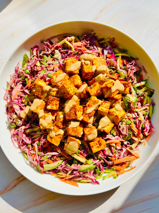 Crunchy Cabbage Salad with Crispy Tofu